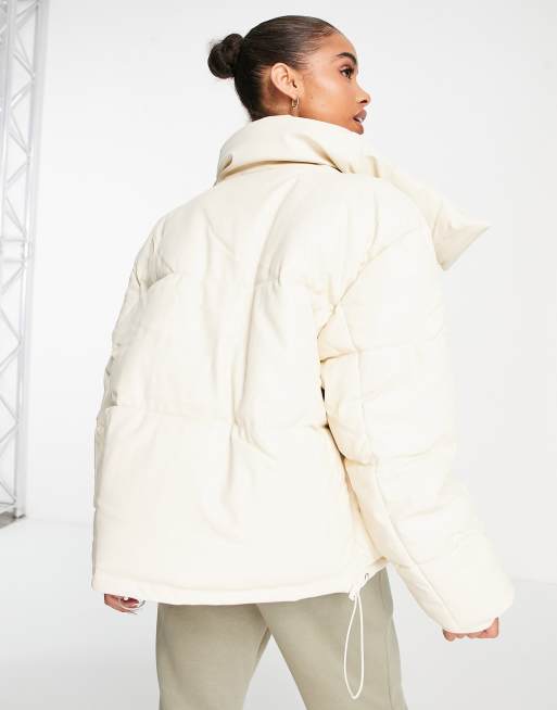 White sales leather puffer