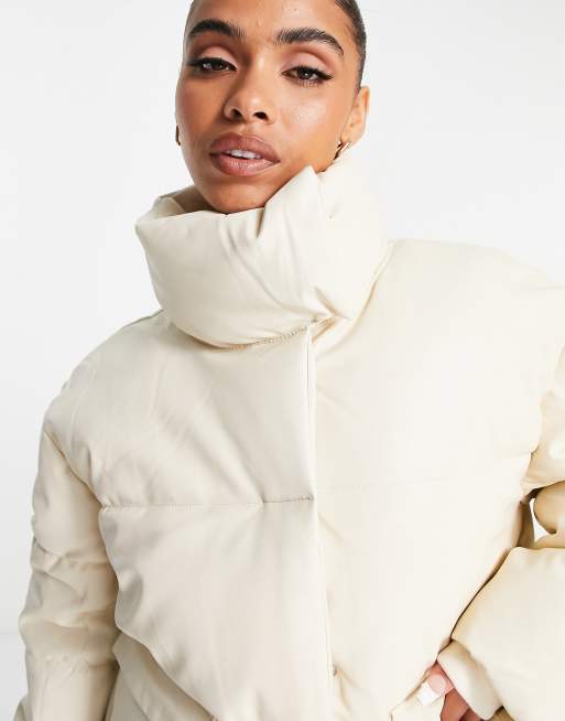 White sales leather puffer