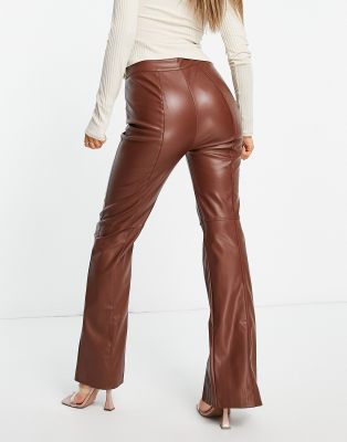 leather split hem pants plus size