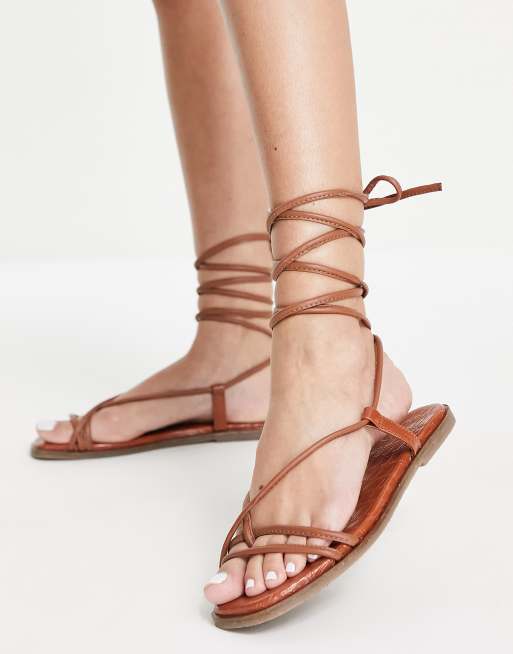 Leather tie sandals new arrivals