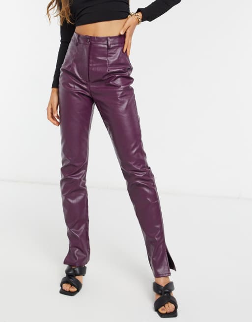 Purple best sale leather trousers