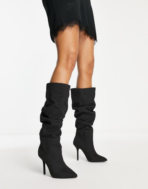 Ruched knee high clearance boots