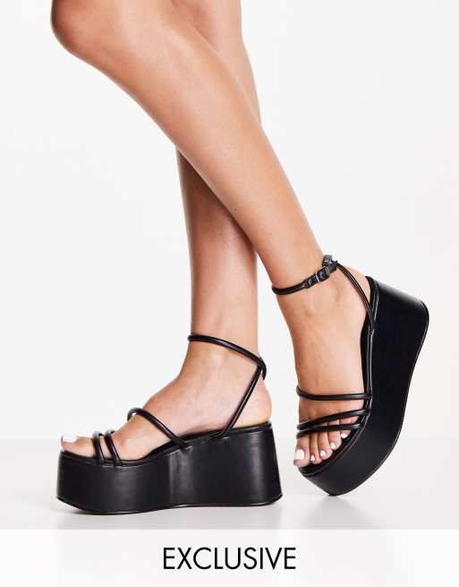 Missguided flatform strappy sandal in black ASOS