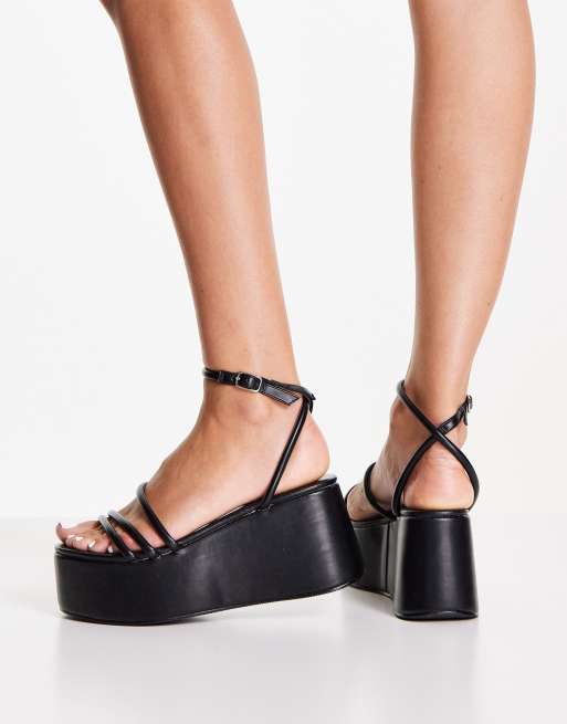 Missguided flatform strappy sandal in black