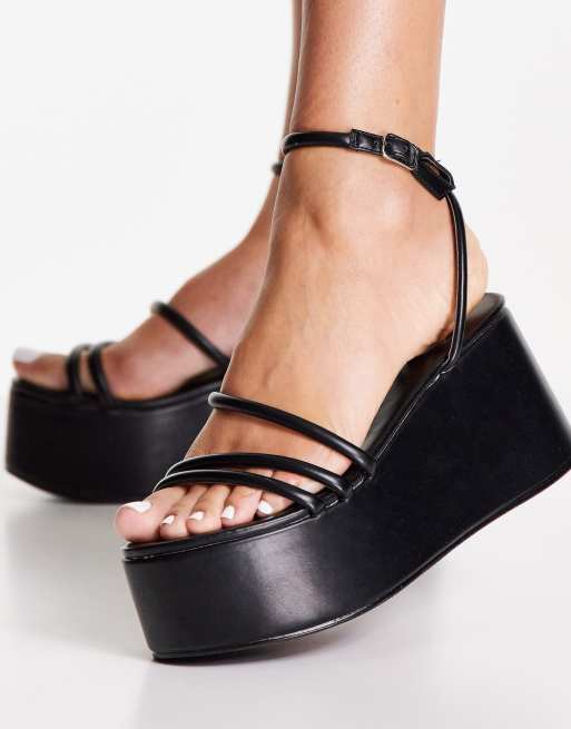 Missguided flatform strappy sandal in black ASOS