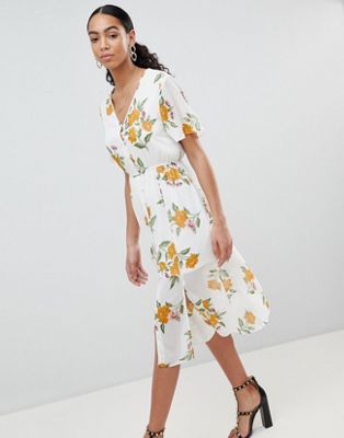 Missguided Floral Button Front Midi Dress | ASOS