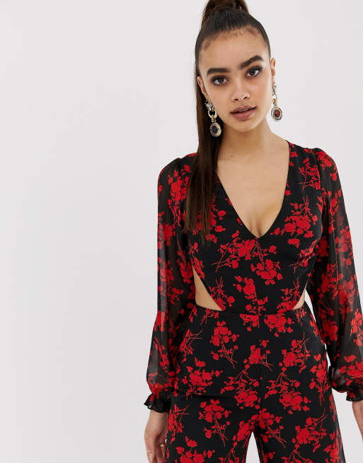 Missguided best sale floral jumpsuit