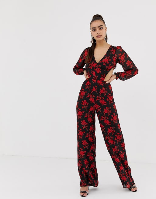 Missguided cheap floral jumpsuit