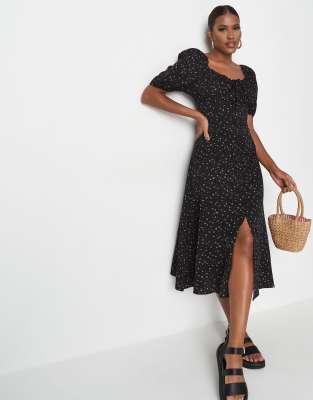 Black milkmaid midi store dress