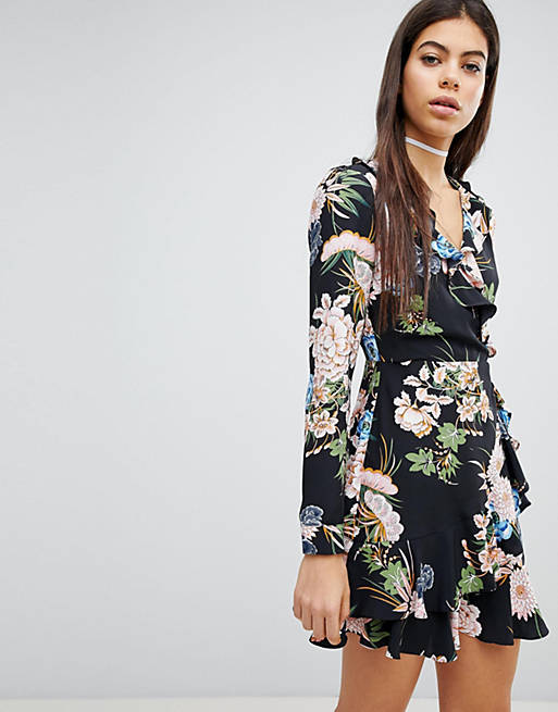 Missguided Floral Printed Wrap Dress | ASOS
