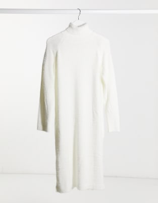 white fluffy sweater dress