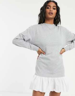 Sweater dress cheap with poplin frill