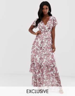 floral layered maxi dress