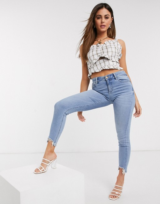 Missguided frill neck cami in gingham