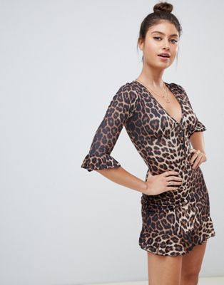 leopard frill dress