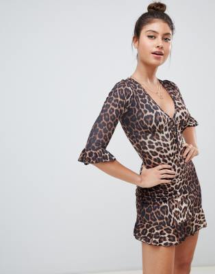 leopard print frill dress