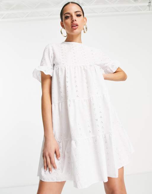 Missguided white frill clearance dress