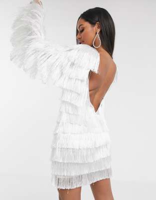 missguided white fringe dress