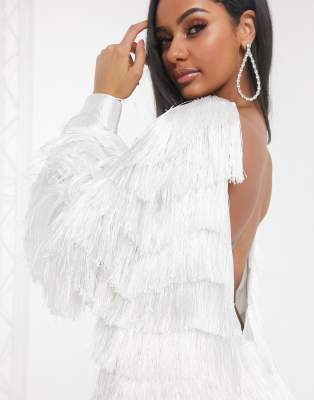 fringe dress white