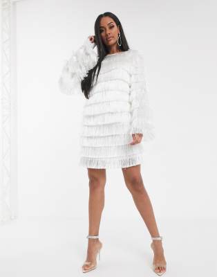 asos white tassel dress