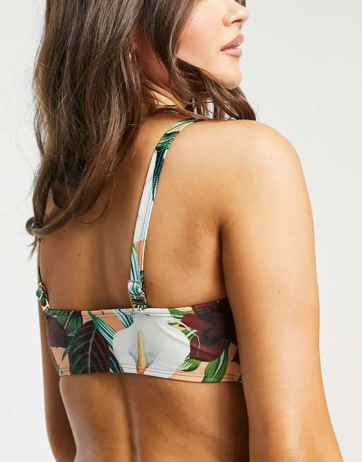 Missguided fuller bust bandeau bikini top in floral print ASOS