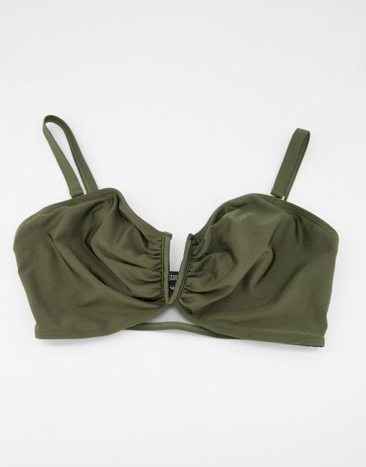 Missguided Fuller Bust – Mieszaj i łącz – Zielona góra od bikini o fasonie bandeau z mostkiem w kształcie litery V