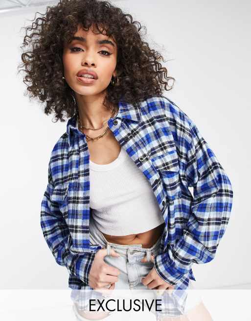 Missguided - Geruit overhemd in blauw