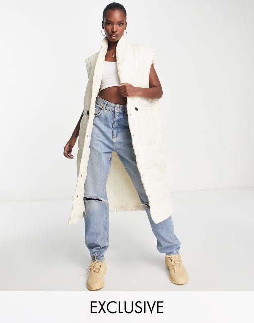Missguided - Gewatteerd gilet met lange pasvorm in crème