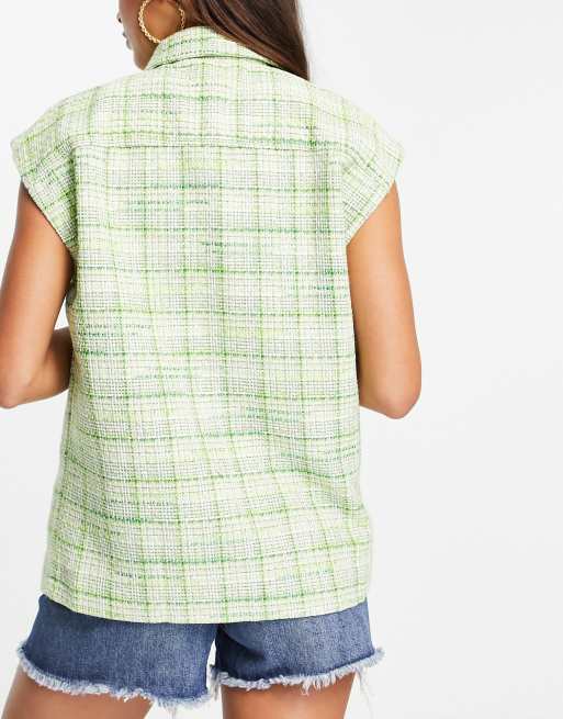 Missguided - Gilet d'ensemble en tweed à carreaux - Vert, 2 de 4