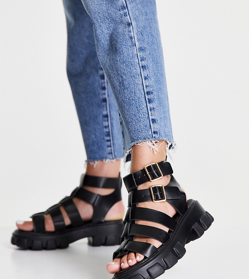 Missguided gladiator sandal with chunky sole in black