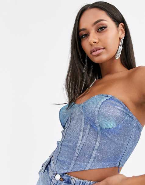 Missguided – Glitzerndes Bandeau-Korsett