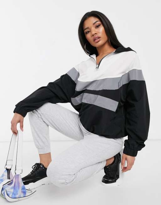 Missguided half zip pullover jacket with reflective stripes ASOS