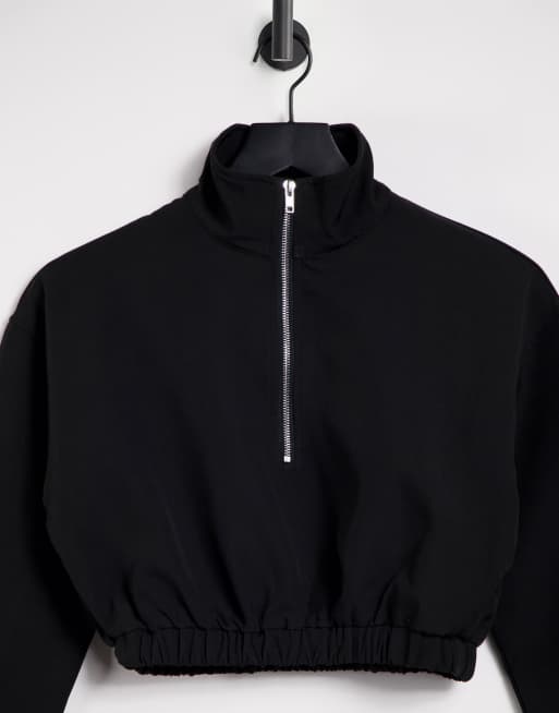 Missguided half zip sweat in black