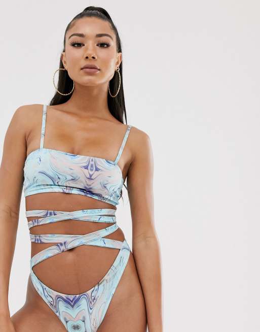 Missguided - Ensemble bikini à encolure carrée et motif tourbillon, 2 de 2
