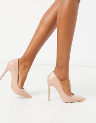 Missguided high heeled patent court shoe in blush-Gold