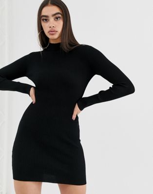 Missguided high neck bodycon dress in black