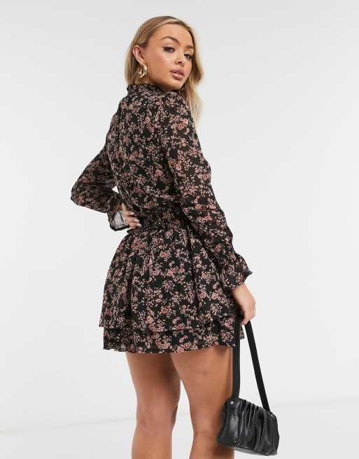 Missguided floral shop high neck dress