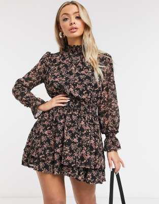 missguided floral high neck dress