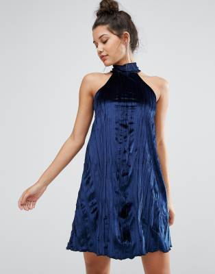 blue velvet swing dress