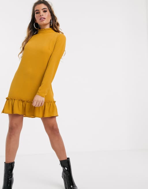 Missguided mustard shop dress