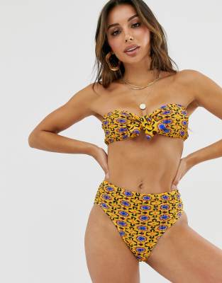 mustard high waisted bikini bottoms