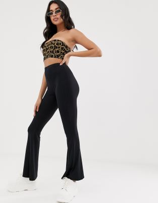 black high waisted flare pants