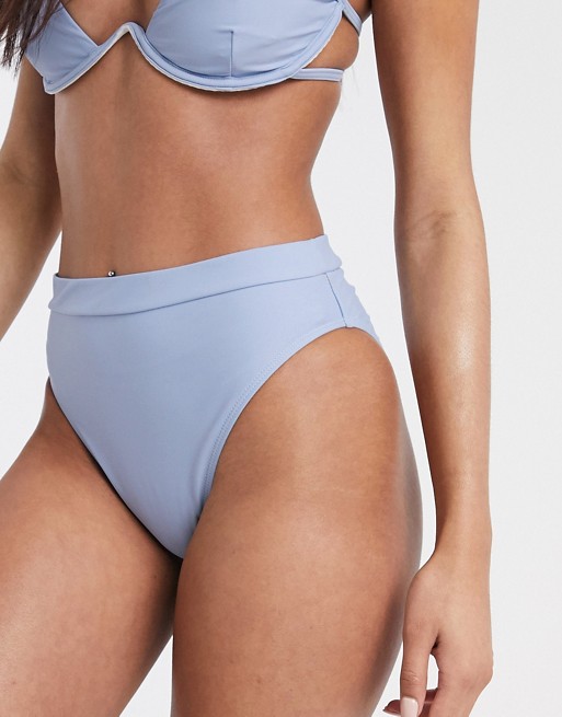 Missguided mix and match high waisted bikini bottom in blue