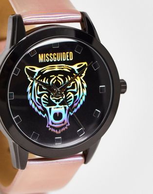 Missguided holographic tiger watch