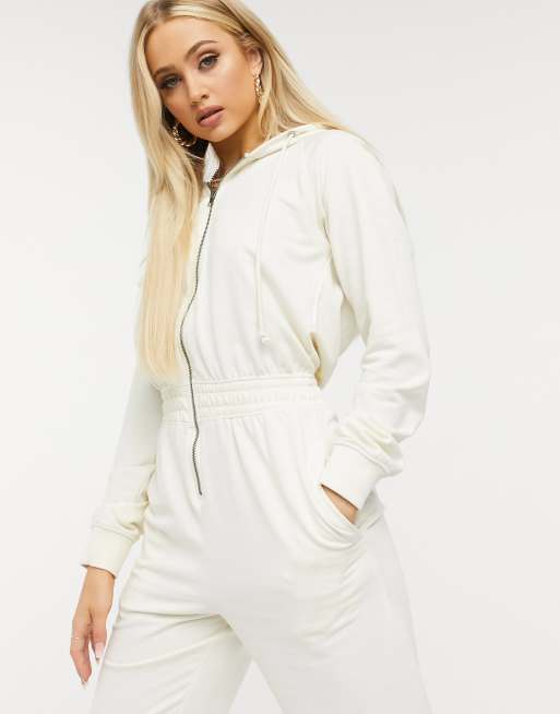 White hooded sale jumpsuit