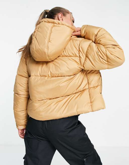 Missguided hooded padded jacket in stone