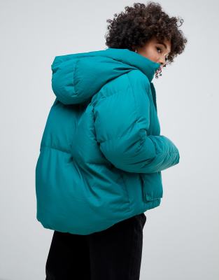 teal puffer jacket