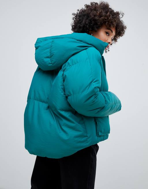 Teal store puffer coat