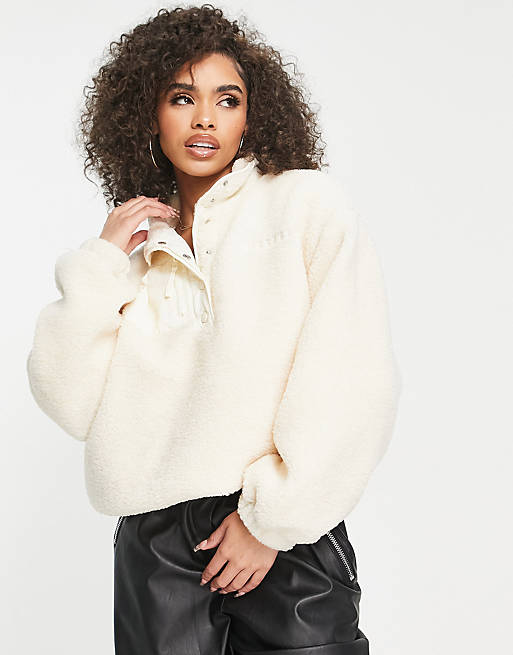 Missguided hybrid borg fleece sweatshirt in cream | ASOS