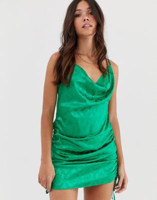 green satin dress asos